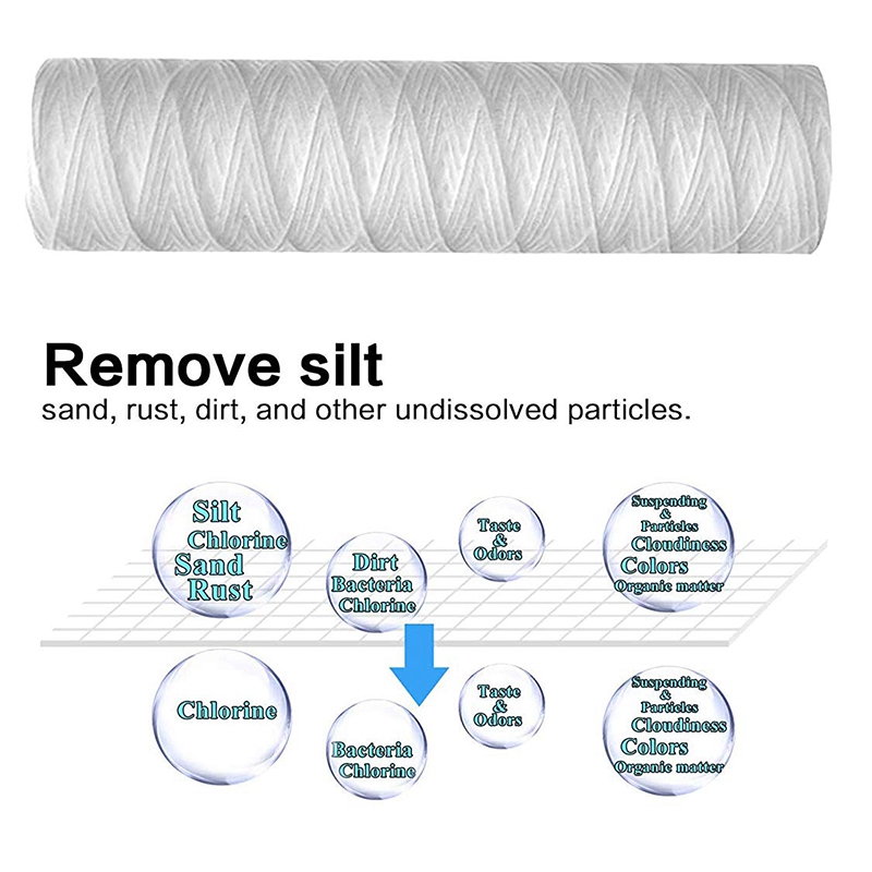 5 micrómetros de 10x2,5 pulgadas de cuerda de sedimento de la herida cartucho de filtro de agua filtración de sedimento de la casa entera, reemplazo Universal f