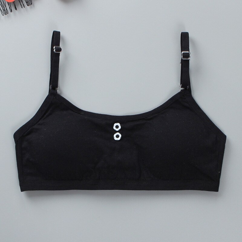 Girl&#39;s Cotton Training Bra Students Detachable Chest Pad Sports Bras Girls Underwear Camisole Girl Tube Top Daily Fitness: Black