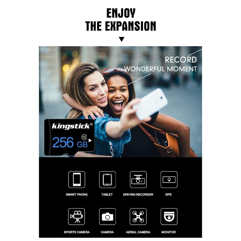Kingstick Microfoon Geheugenkaart Klasse 10 256Gb Tf-kaart Flash Memorymicrophone Kaart Met Adapter