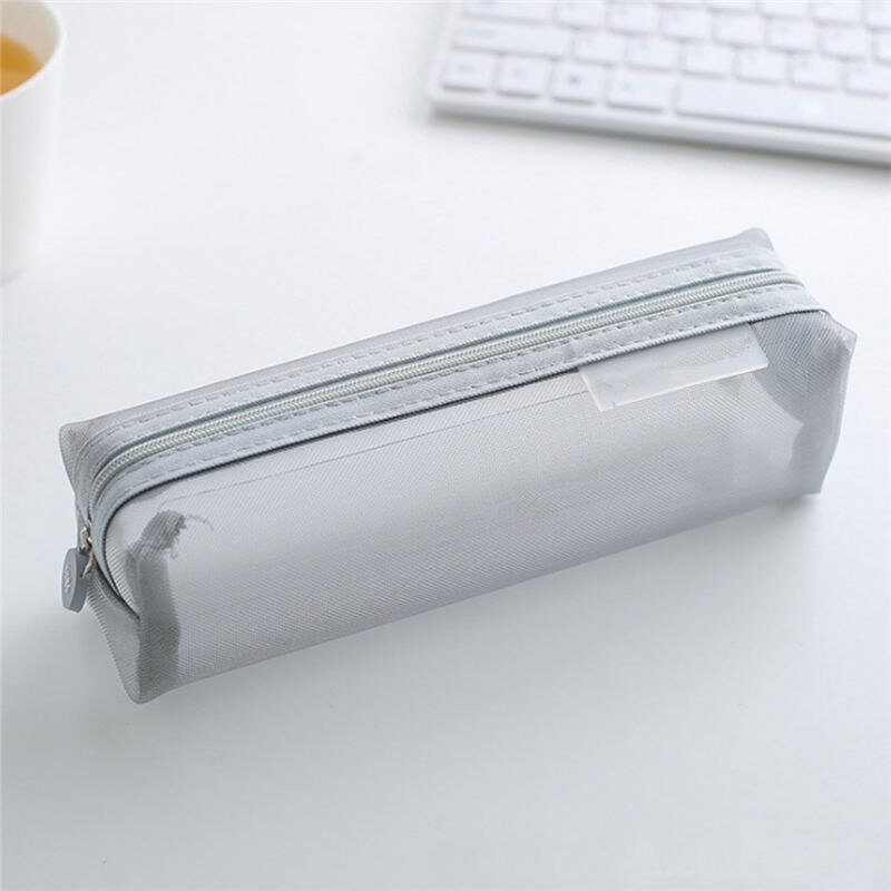 Estuches de lápices transparentes para niñas, 1 unidad, artículos para la mochila del colegio, estuche de papelería, caja de lápices Kawaii: grey