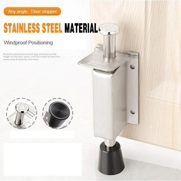 Stainless Steel Telescopic Door Stopper Silver Spring Loaded Step-On Door Holder Door Stops For Household Hardware: Silver / 1 PC