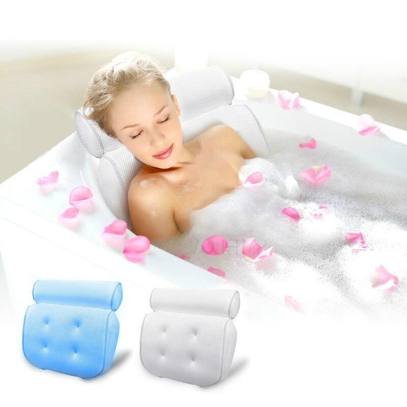 Åndbar 3d mesh badepude bærbar med sugekopper spa badekar ting pude massage pude til badekar badeværelse tilbehør