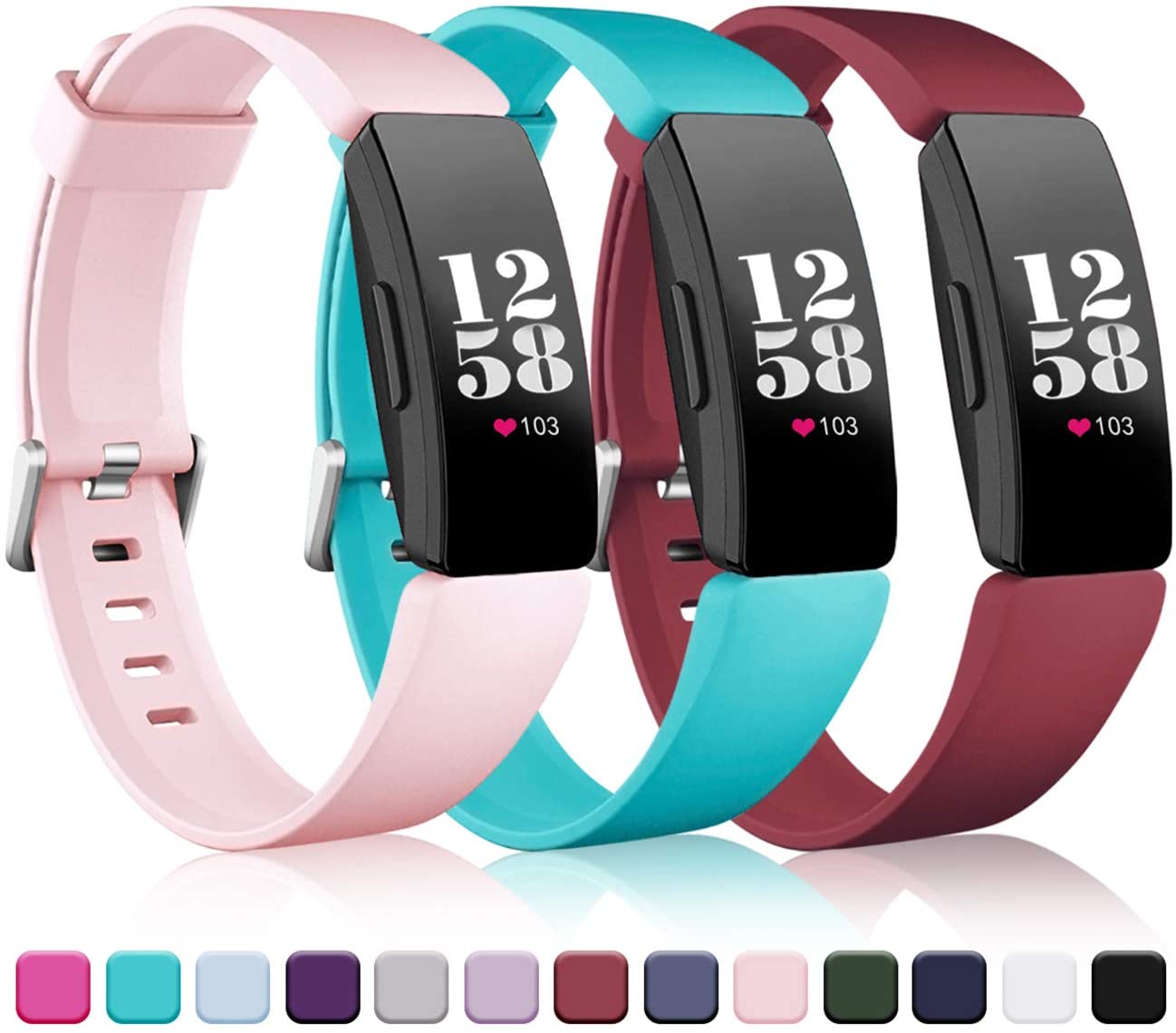 Paquete de 3 correas para Fitbit inspire Band para Fitbit inspire HR, pulsera de silicona de TPU blando para Bit inspire, accesorios: 3 / L