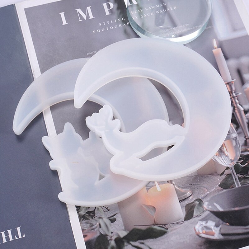 Bricolage cristal époxy miroir cerf chat ange lune Silicone moule bijoux charme moule, utilisé pour bricolage en vrac décoration faisant des bijoux