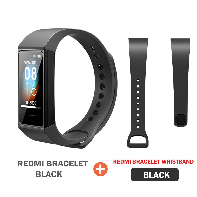 Xiaomi-reloj inteligente Redmi Band, pulsera con pantalla Larg de 1,08 pulgadas, Control de música, Bluetooth, impermeable, rastreador de Fitness: add black wristband