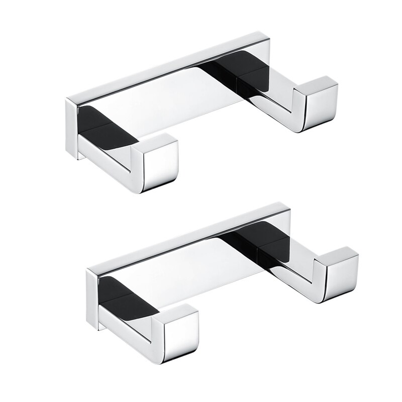 SUS 304 Towel Hook Double Robe Hook Stainless Steel Chrome Finish Wall Hanger for Towel Bathroom Robe: 2 pcs