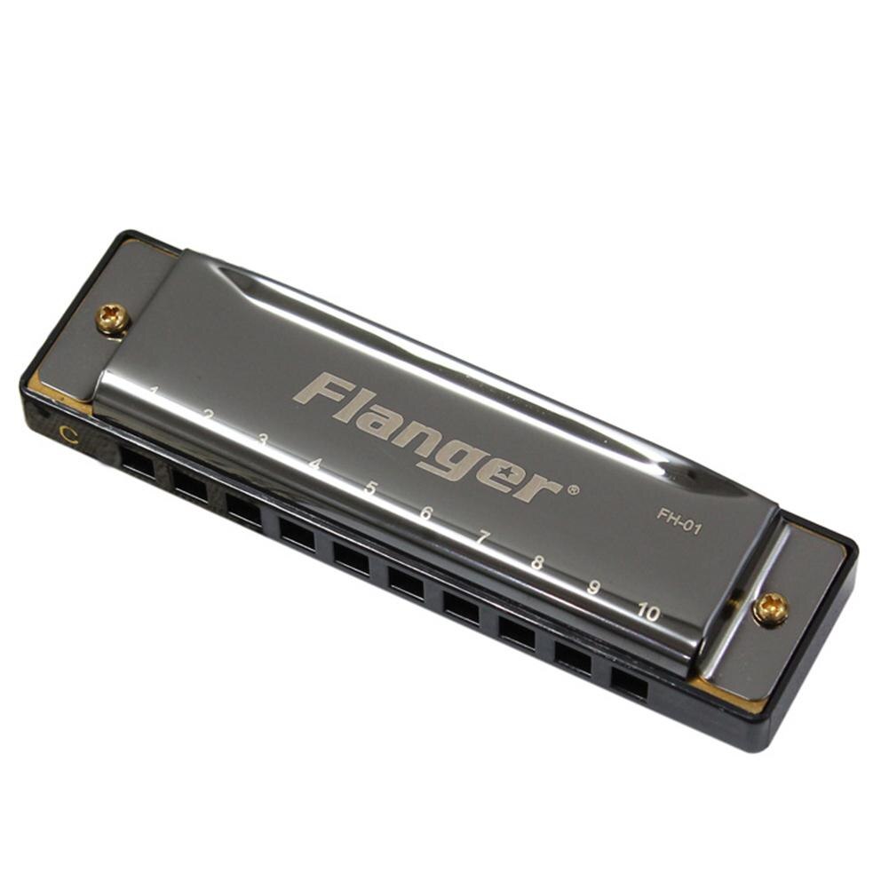 Flanger fh -01 diatonische blues mondharmonica standaard 10 gaten 20 toon met koffer c toonsoort voor beginners professionals