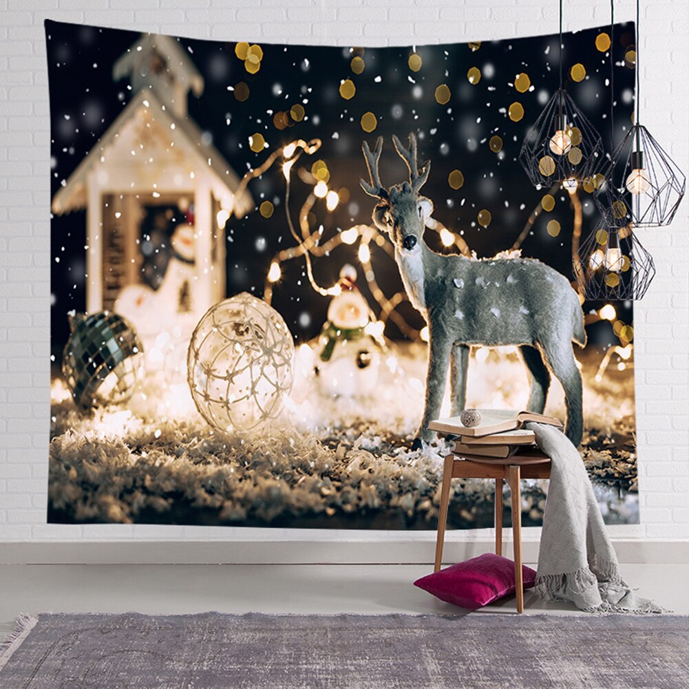 Snemand træ print væg gobelin juledekoration tæppe vægophængning gobelin dug tæppe baggrund stof gobelin
