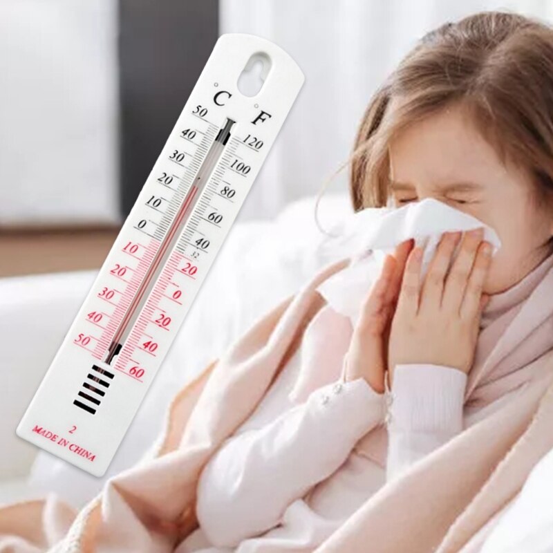 Home Wall Hanging Thermometer Celsius Fahrenheit Display Indoor Outdoor Greenhouse Temperature Monitor Gauge Household