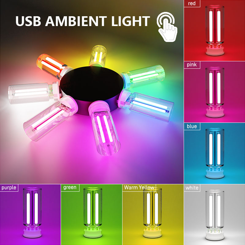 Bil usb natlampe touch control glødelampe atmosfære lys dekorativ bærbar belysning plug play led glødelampe pære