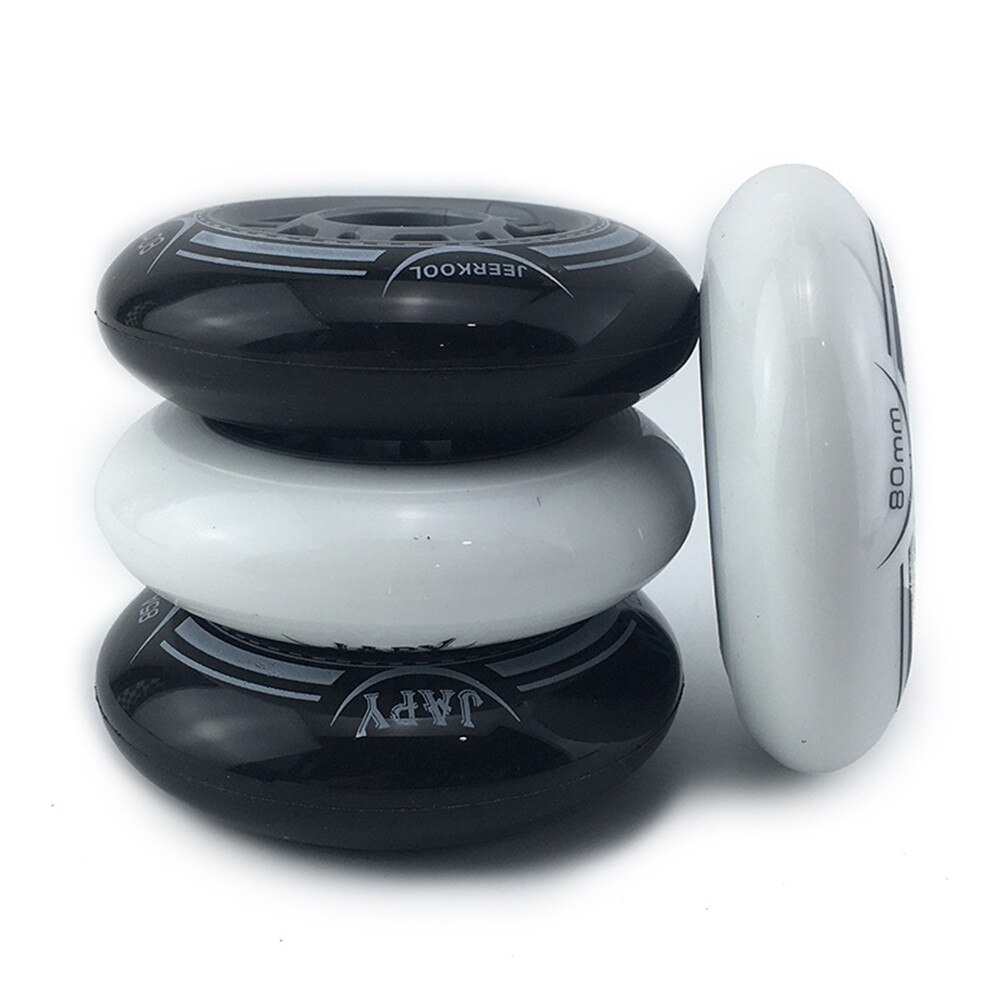 8PCS 100% Original JAPY Inline Skate Wheels 85A Hardness 80mm Slalom Sliding Roller Skating Tires For SEBA Powerslide Patines: 4black 4white wheels