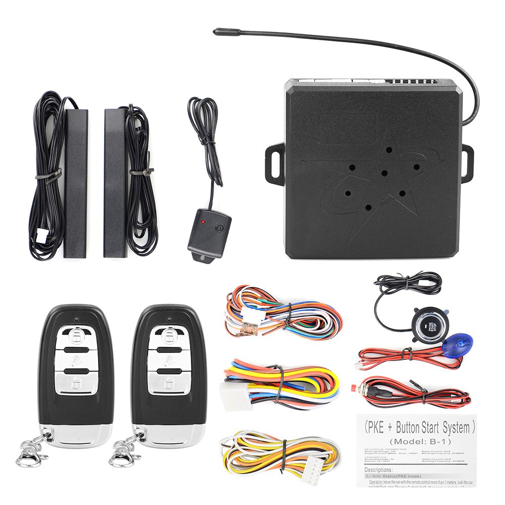 Car Alarm Remote Control Car Keyless Entry Engine Start Alarm System Push Button Remote Starter Stop Auto: B style