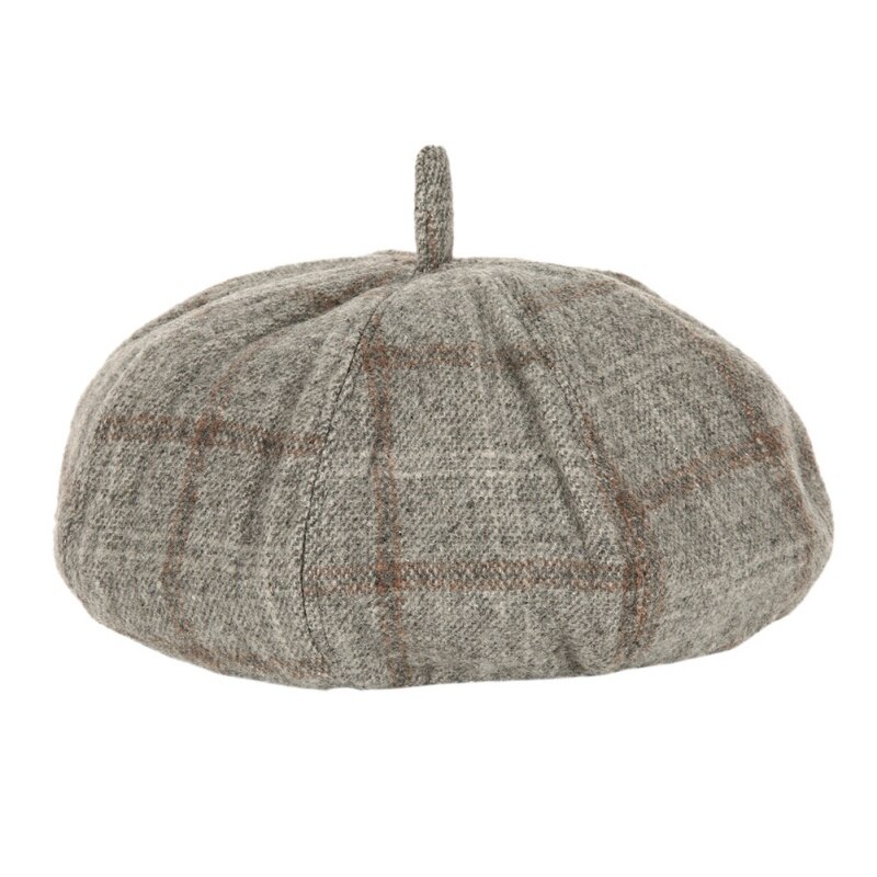 Utomhus dam höst vinter hatt kaffe färg stilig pläd sport löpning retro brittisk målare hatt pumpa jacka basker: 04