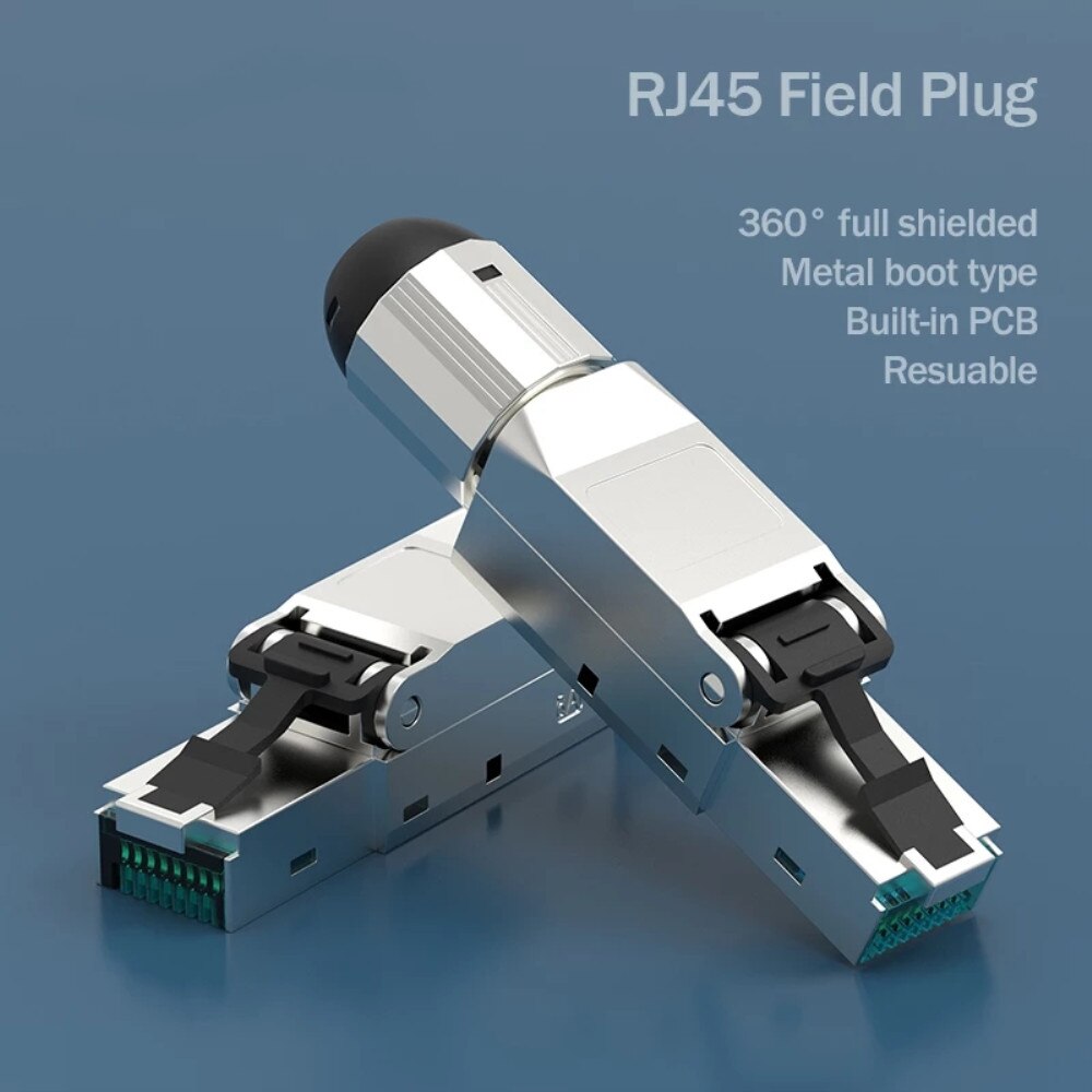 RJ45 Cat7 Cat6A Cat6 Termination Ethernet Plug Tool-Free Shielded Connector Modular Adapter RJ 45 Socket Terminal 22/23AWG Line