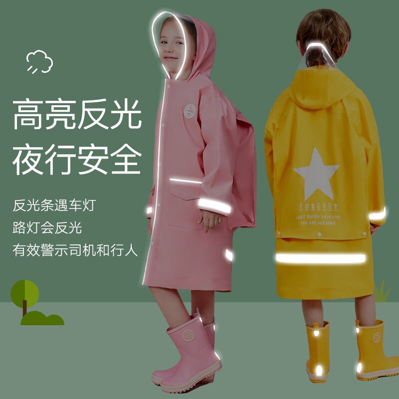 Elementary School Children Rain Coat Kids Macarons Child Rain Suit Waterproof and Windproof Child Rain Cover Soft and Breathable