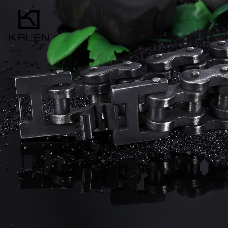 Kalen Punk Brushed Bike Chain Bracelet Oxidized Dark Bicycle Chain Men Bracelet Male 316L Stainless Steel Hand Chain
