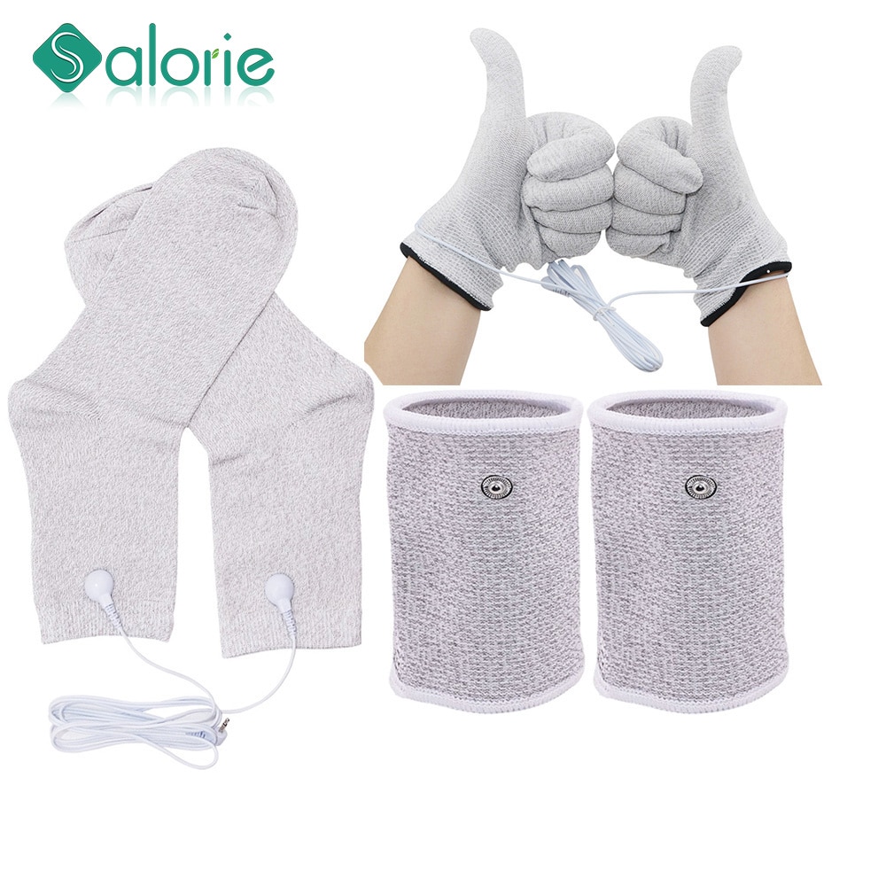 TENS EMS – gants électriques à électrodes, en Fiber d&#39;argent conductrice pour le Massage du corps, coussinets de thérapie physique saine