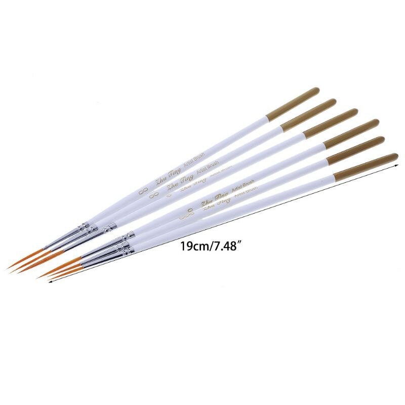 6Pcs Round Brush Hook Line Pen Artist Nylon Hair Paint Set Draw Painting Craft