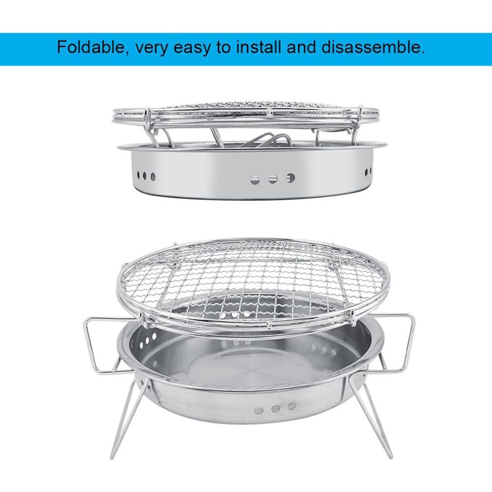 Outdoor Stainless Steel Bbq Grill Small Portable Barbecue Grill Camping Picnic Charcoal Stove Folding Grill
