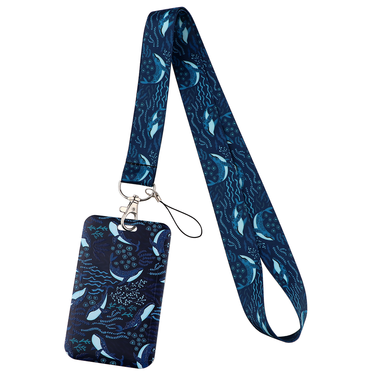 YQ973 Whales Key Lanyard Phone Strap Keychain Lariat Phone Rope Shark Animals Key Cord ID Credit Card Badge Holder: Blue