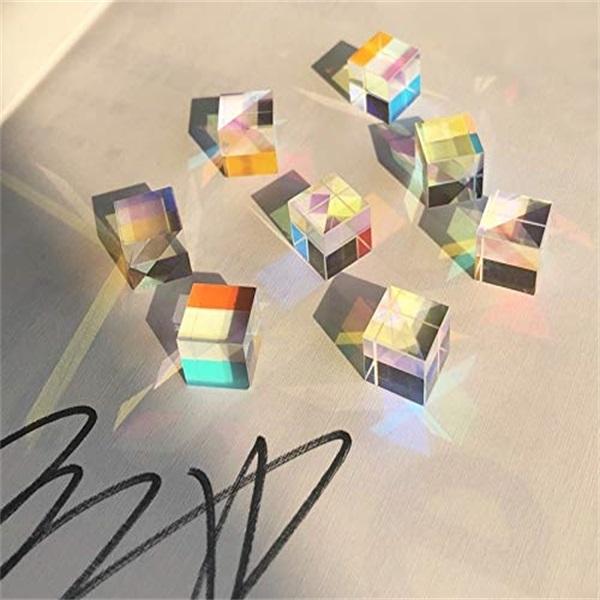 Rgb Dispersie Optische Glazen Prisma Van Licht Prisma Een Sei Facce Luminoso Licht Combinare Cube Prism Gebrandschilderd Glas fascio S