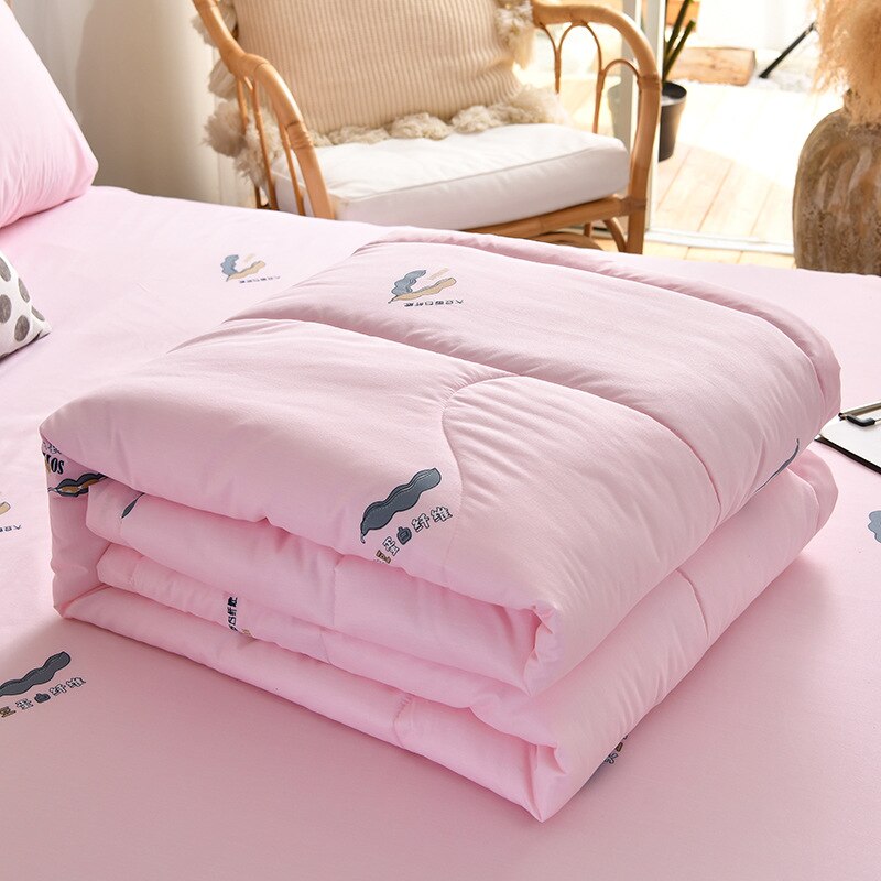 Soybean Fiber Quilted Printing Thin Comforter Soft Skin-friendly Comfortable Home Light Quilts Washable King Size Double Quilt