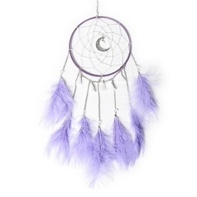 1 Pc Dream Catcher Led Handgemaakte Veren Nachtlampje Opknoping Thuis Kamer Decoratie Baby Muur Decor Voor Baby Bed Bumper decoratie: purple