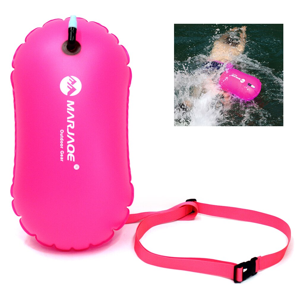 Inflatable Swimming Bag Backpack Waterproof PVC Swimming Snorkeling Water Life Buoy Float Bag for swim kayaking boating rafting: Rose Red