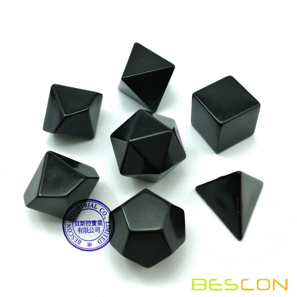 Bescon Blank Polyhedral Rpg Dobbelstenen Set 42 Pcs Artist Set, effen Zwart En Wit Kleuren In Complete Set Van 7, 3 Sets Voor Elke Kleur