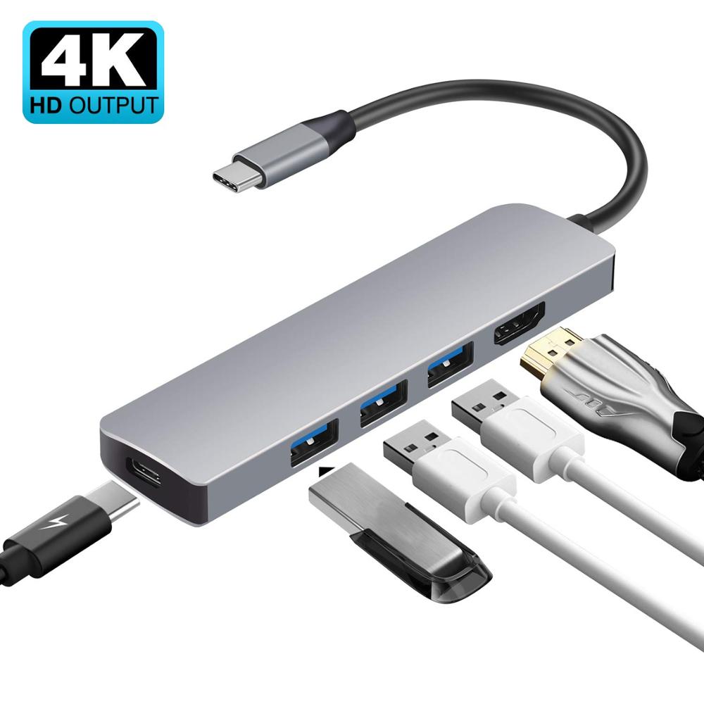 Usb Hub C Hub Adapter Usb C Naar Usb 3.0 Hdmi-Compatibel Dock Voor Macbook Pro Voor Nintendo Switch USB-C Type C 3.0 Splitter: 5 IN 1 HUB