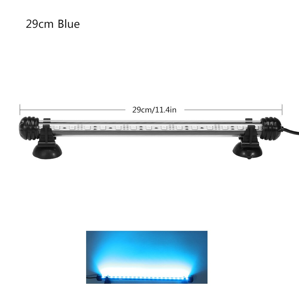 LED Aquarium Fish Tank Light Waterproof Bubble Pump Bar Light 19/29/39/49CM Underwater Aquarium Lamp Aquariums Decor Lighting EU: Blue White 29cm