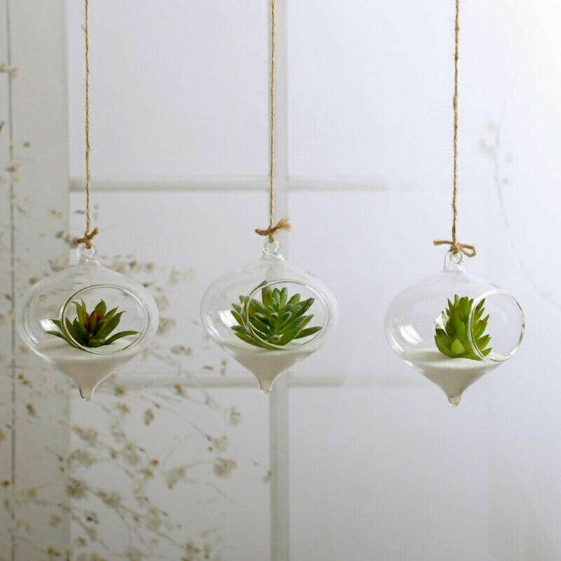Blomma växt klart glas vas hängande planter terrarium behållare fest bröllop dekor flaska kruka hem trädgård boll rund vas
