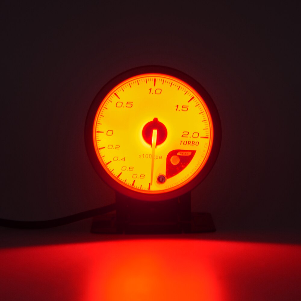 Dragon Gauge 60MM 2.0 BAR Boost Turbo Gauge White Face Dual Led Color Display