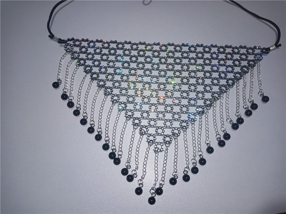 Belly Dance Face Veil Accessories Costume Bellydance Party Night Club Shining Jewelry Belly Dance Tassel Rhinestone Veil: Black AB Rhinestone