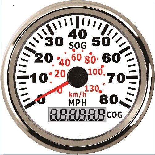 Waterproof 85mm Marine GPS Speedometer Speedo Gauge 80MPH 130KM/H with Backlight 12V/24V: WS
