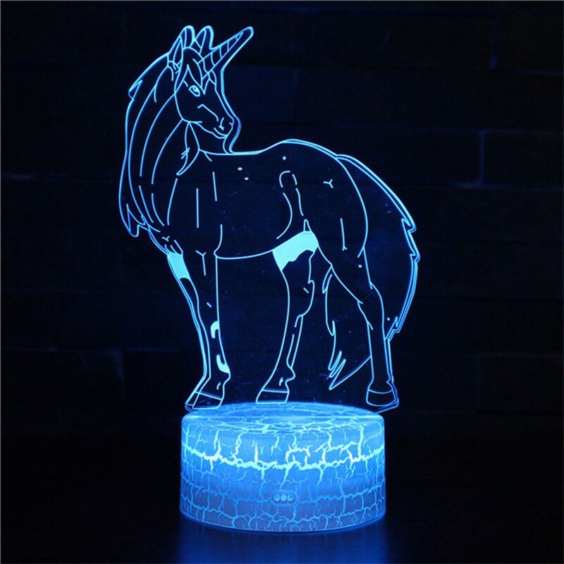 Linson 3D eenhoorn Led Licht eenhoorn Dier Lamp Led Nachtlampje USB Bureau Tafellamp Luminaria Home Decoratie Kinderen Speelgoed: 4 / Touch 3 COLOR