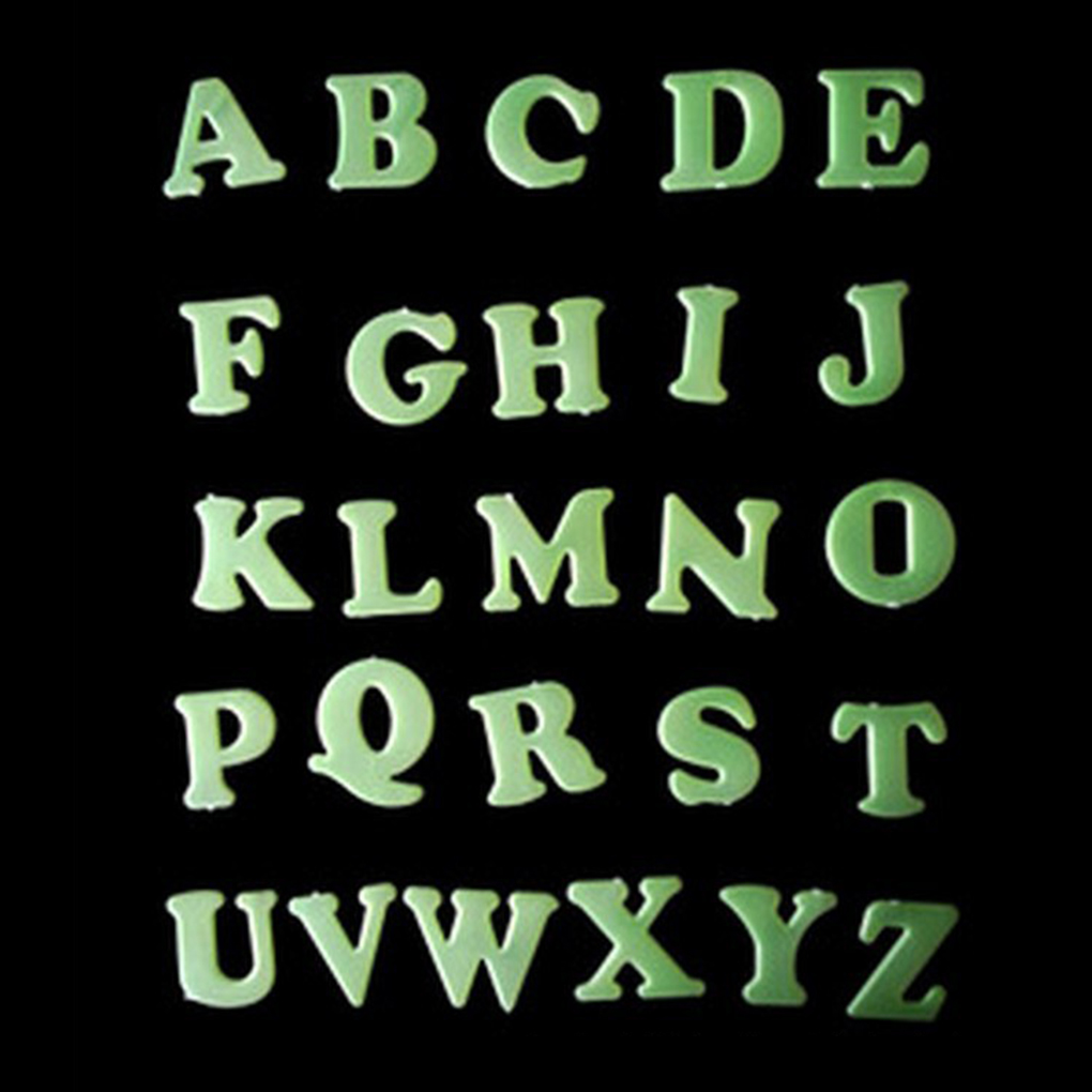 Luminous 26 English Alphabet Letter Absorb Light Glow In The Dark Decor Wall Switch Luminous Alphabet Stickers Child Educational