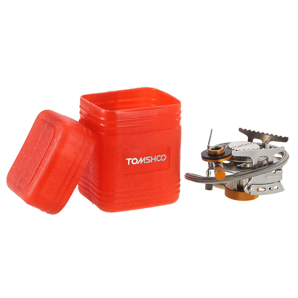TOMSHOO Camping Equipment Gas Stove Kit Foldable Backpacking Camping Gas Burner Windproof wood stove Gas Adapter Cookware