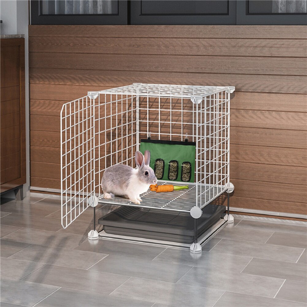 Oxford Cloth Small Animals Supplies Hay Bag Hanging Pouch Feeder Holder 2/4 Holes Hay Bag Hanging Feeder Sack Holder