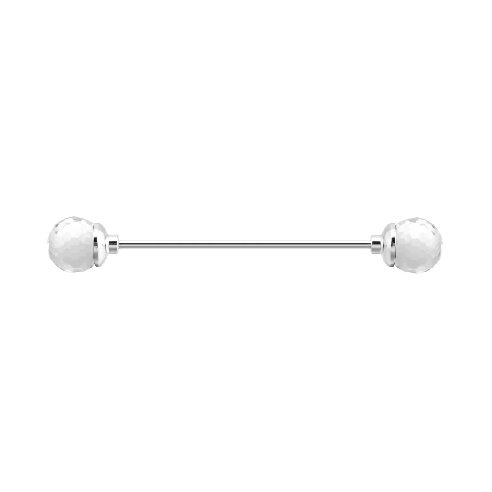 Épingle de col tendance pour hommes, chemise ronde à multiples facettes, trou de boule de cristal, épingles de collier, accessoires d&#39;affaires, peut dévisser: White-Silver