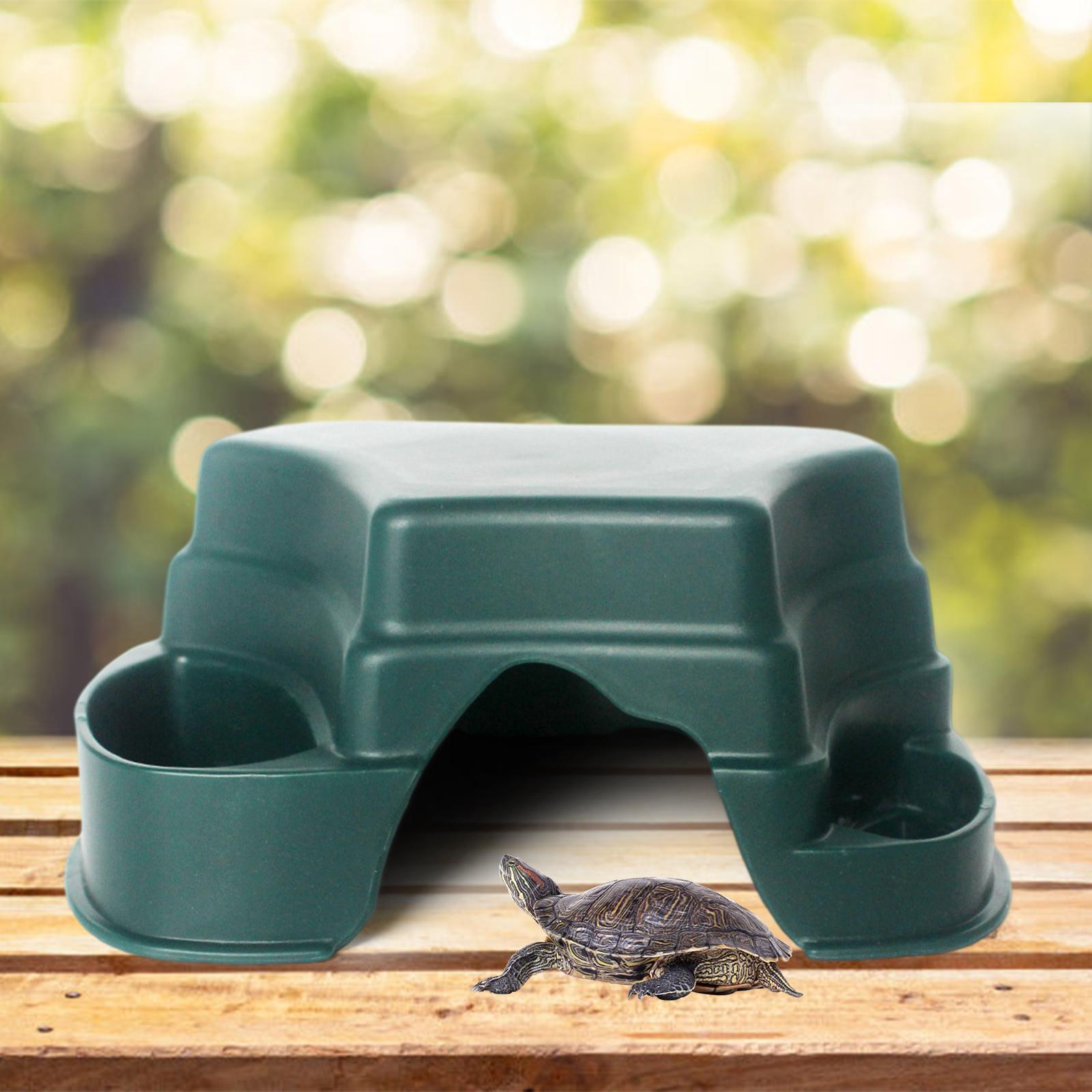 Plastic Reptile Hideout Cave Box with 2 Sinks Easy Clean House Ornament Hiding for Snake Small Snake Tortoise Chameleons Gecko