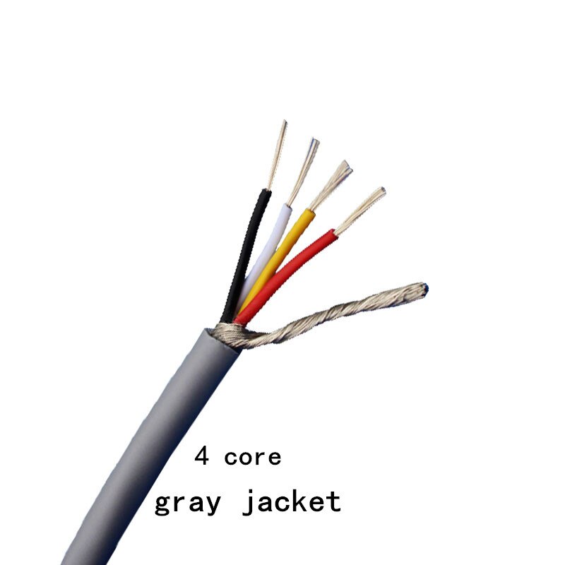 2547 Shielded Cable 4 core Control Signal Wire with Tinned Copper 10m (28,26,24AWG): gray / 4 core  26AWG