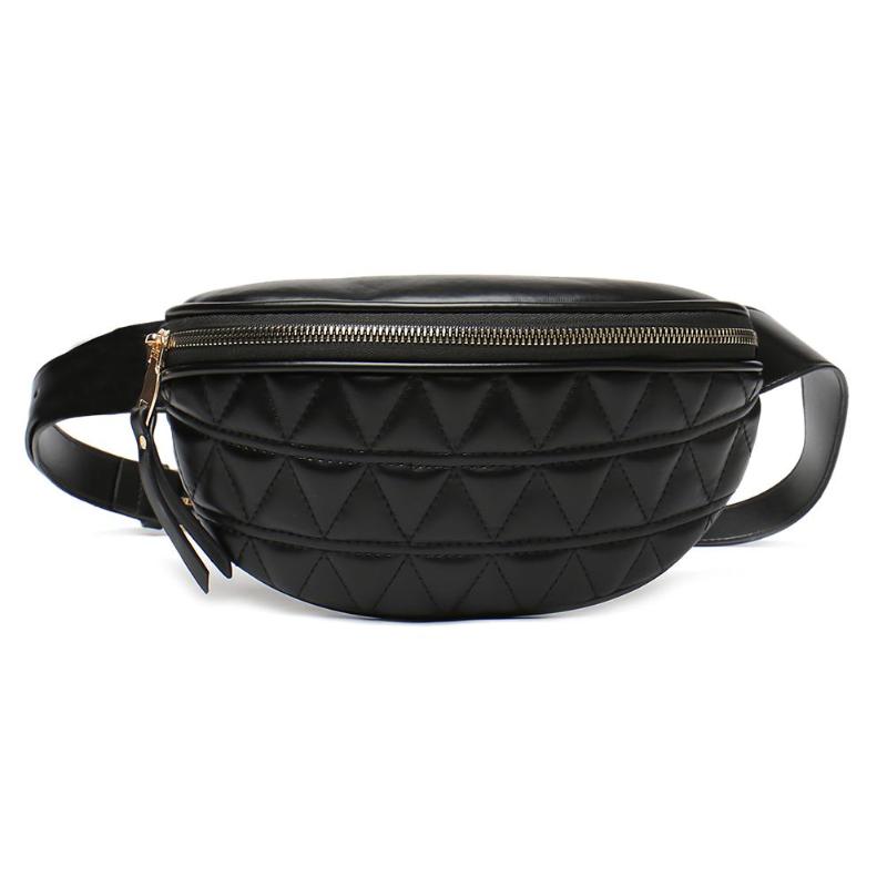 PU Leder fanny Brust Tasche Einfarbig Frauen Taille Gürtel Pack klassisch Damen Mädchen Schulter Crossbody-tasche: Schwarz