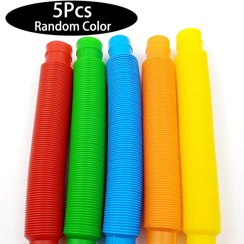 Mini tubos de plástico antiestrés para niños y adultos, juguete sensorial antiestrés para aliviar el estrés, 5 uds.: Default Title