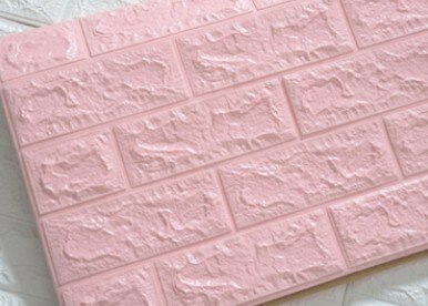 Paneles de imitación de ladrillo para pared 3D, autoadhesivo de pared grande, impermeable, espuma PE, hogar, dormitorio, sala de estar, cocina, TV, fondo: Rosa