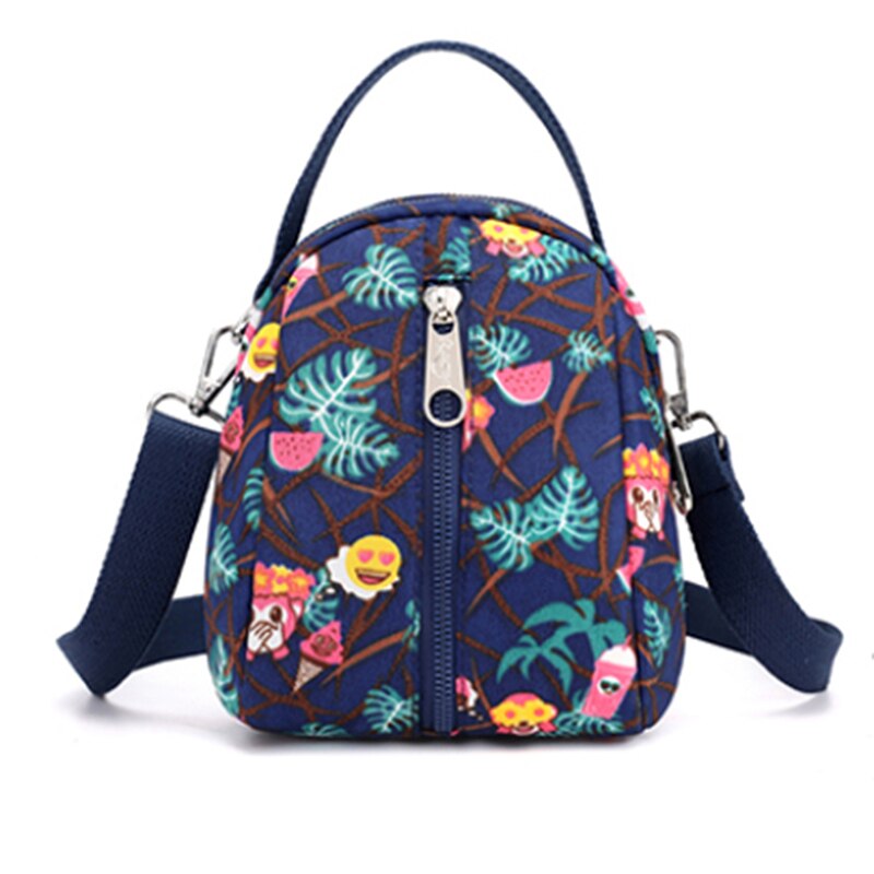 Nueva y exquisita bolsa de hombro con estampado colorido para chicas jóvenes, práctico bolso portátil de viaje, minibolso cruzado de para mujeres: Navy blue