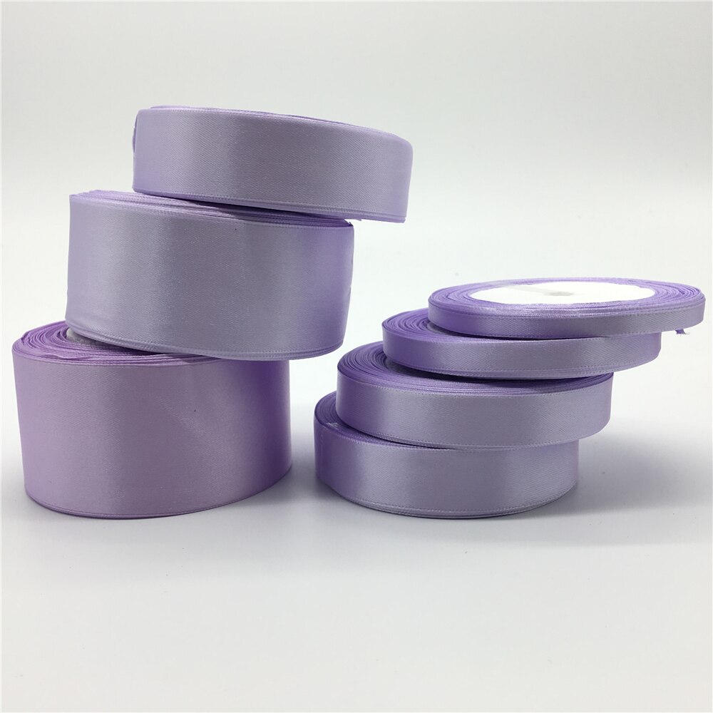 6mm 10mm 15mm 20mm 25mm 38mm 50mm(1 rulle 25 yds) ljuslila satinband bröllopsfest dekoration inbjudningskort packning