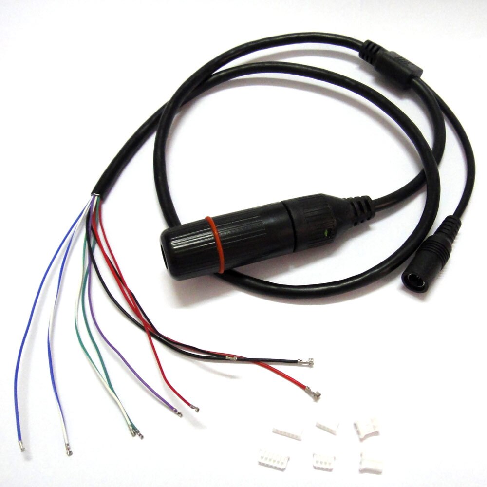 2x cctv ip nettverkskamera pcb modul weatherpoof video strømkabel , 60cm lang ,rj45 hunn &amp; dc hannkoblinger med terminaler
