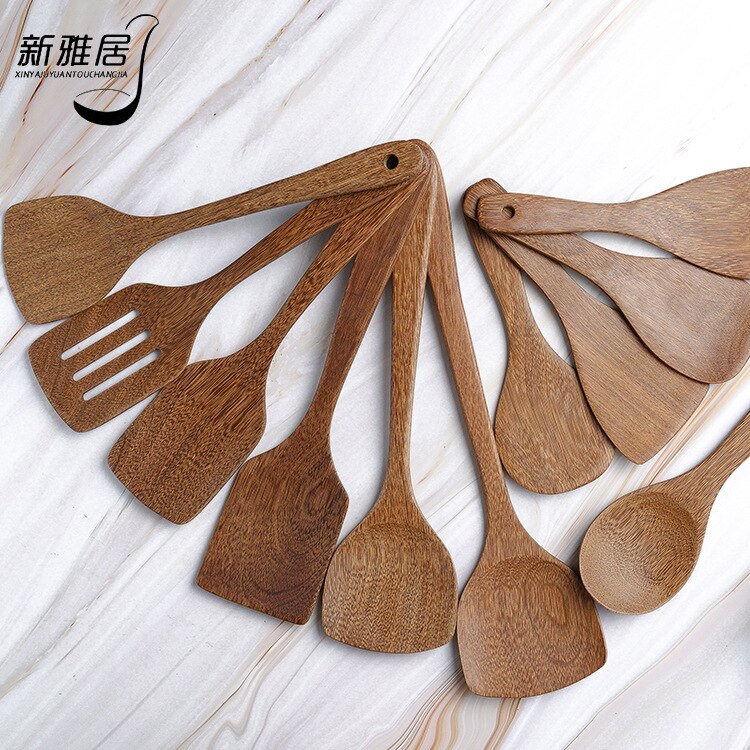 11 Types No-Stick Wooden Shovel Spatula Turner Fried Shovel Cooking Kitchen Utensils Shovel Practical Home Kitchen Tools