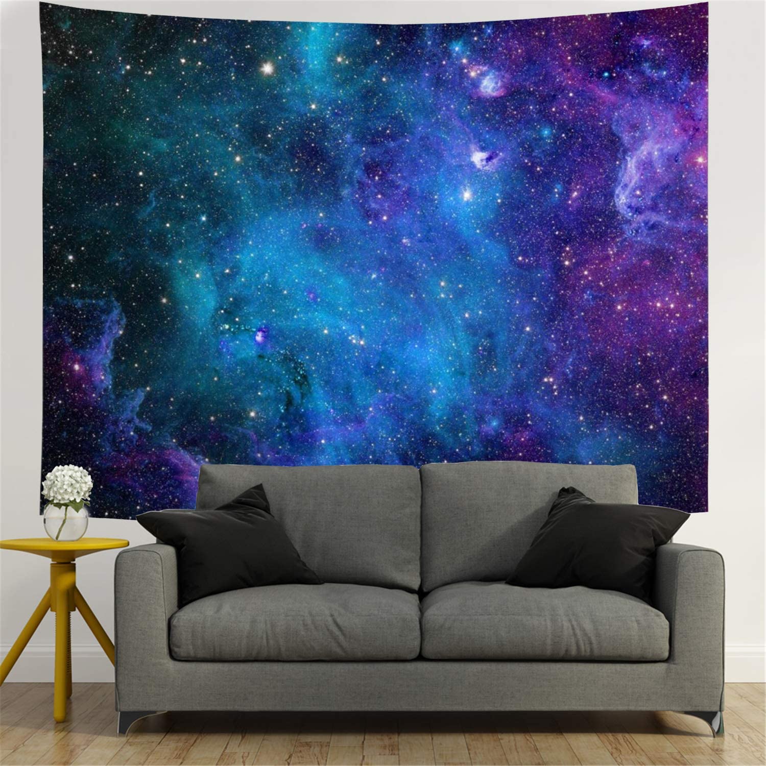 Galaxy Blue Starry Sky Universe Space Tapestry Wall Hanging Psychedelic Mysterious Nebula Stars Wall Tapestries for Living Room